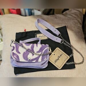 Blufleur Purple and White Mini Bag - Handmade in Greece - NWT